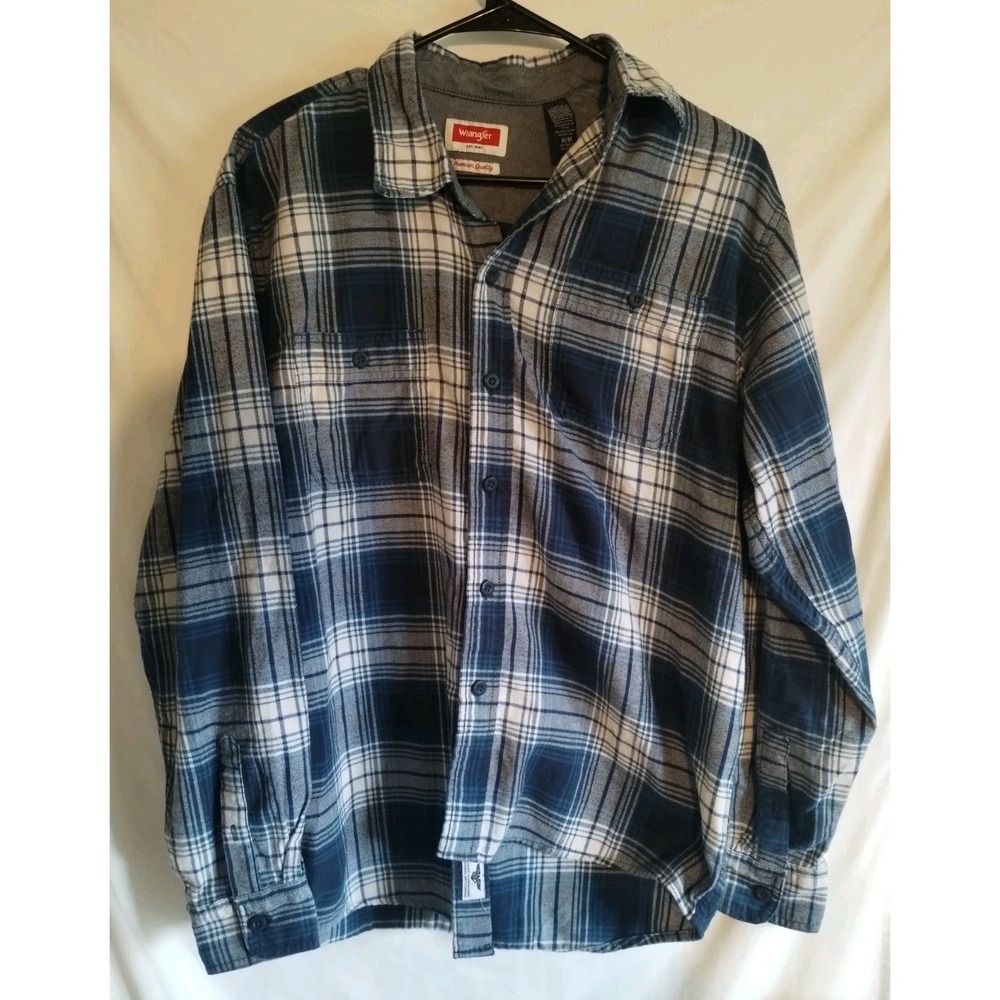 Wrangler Jeans Blue Plaid Flannel Men's Medium